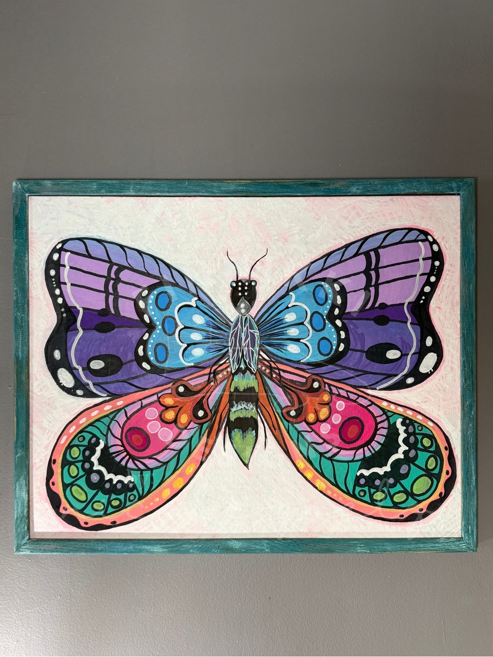 Moxie | Original Acrylic Butterfly Painting | 16x20 Framed Bohemian Art